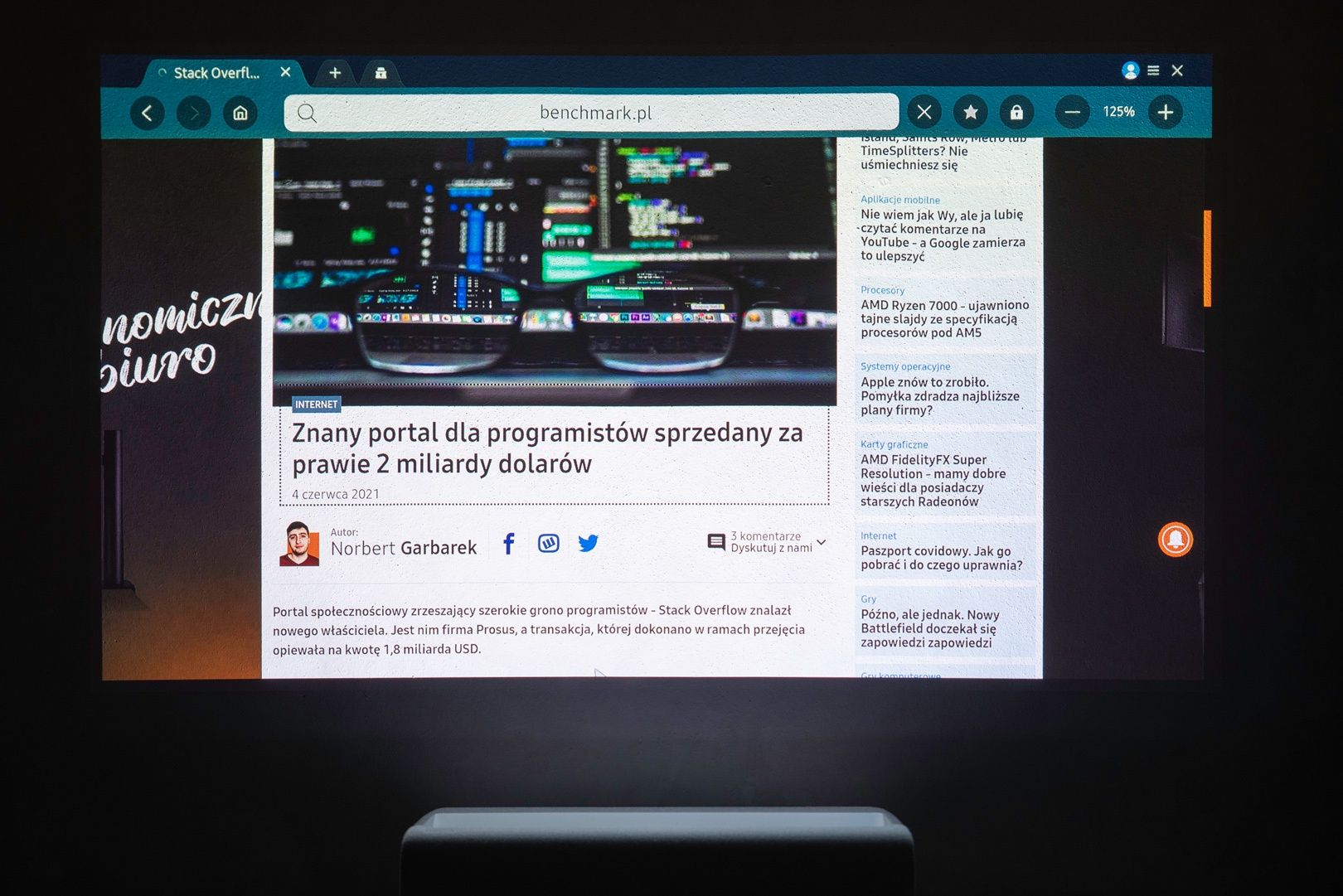 Projektor Samsung wbudowana przeglądarka