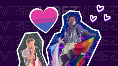 Szczęśliwy Harry Styles biega po scenie z flagą osób biseksualnych: "Kocham was wszystkich"