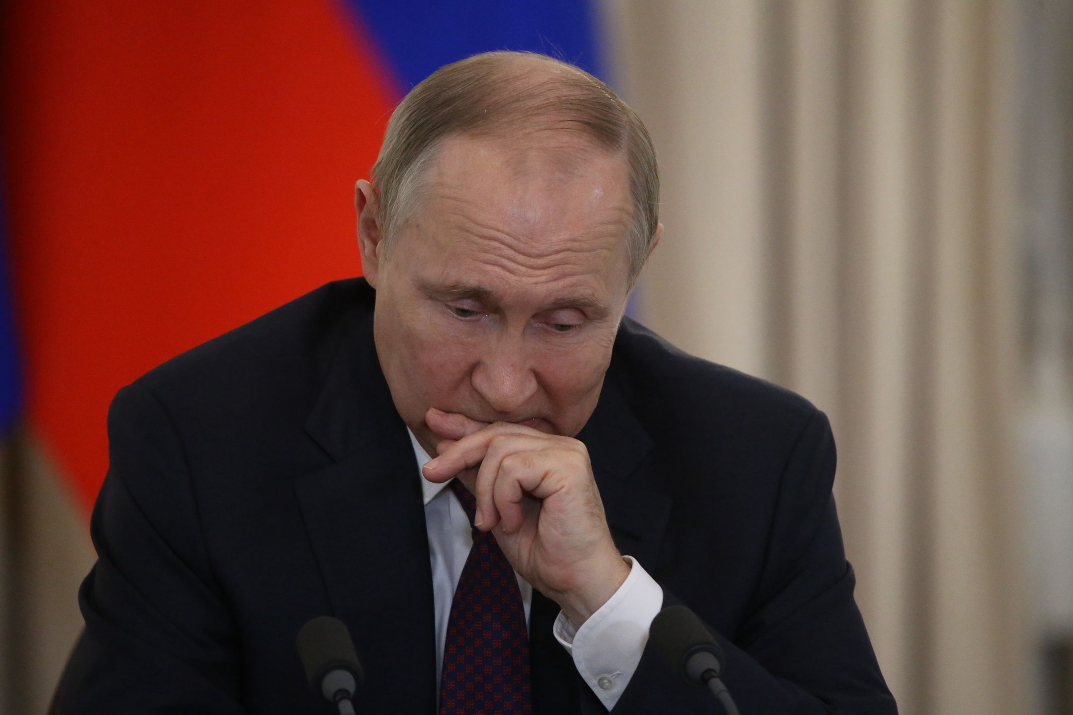 Russian President Putin Meets Armenian And Azerbaijani CounterpartsSOCHI, RUSSIA - OCTOBER 31 (RUSSIA OUT) Russian President Vladimir Putin speaks during his press conference at the Rus Sanatorium , October,31,2022, in Sochi, Russia. Leaders of Russia, Armenia and Azerbaijan gathered at Russia's Black Sea resort of Sochi for a tripartite meeting. (Photo by Contributor/Getty Images)Contributor