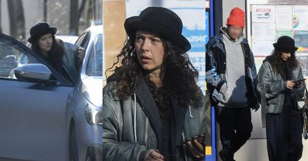 Monika Brodka z nietęgą miną załatwia sprawy urzędowe w towarzystwie ukochanego