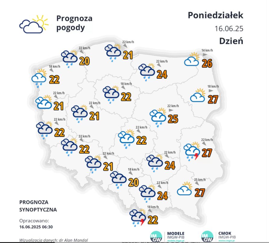 Prognoza na poniedziałek 