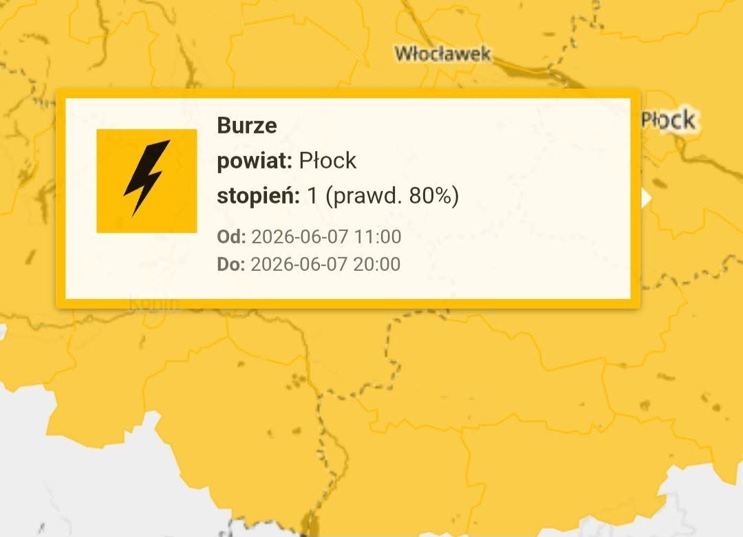 Groźne burze nad regionem. Ulewne deszcze, grad i silny wiatr do 70 km/h!