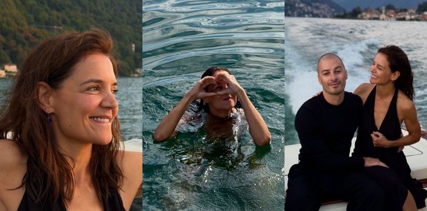 Włoskie wojaże 47-letniej Katie Holmes i jej o 10 LAT młodszego ukochanego: czułości, skoki do wody i pozowanie w bikini (ZDJĘCIA)