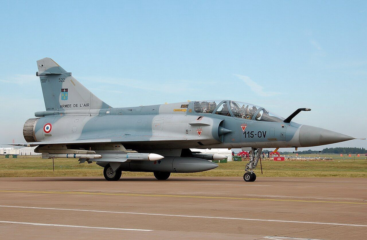 Mirage fighter in the colours of the French Air Force