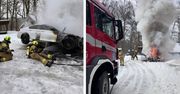 Bytów: Pożar BMW na leśnym parkingu. Szybka interwencja strażaków w Podkomorzycach