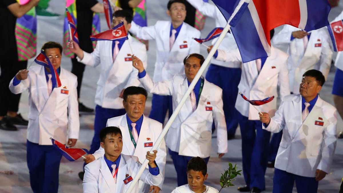 Reprezentacja Korei Północnej podczas otwarcia IO w Rio de Janeiro w 2016 roku