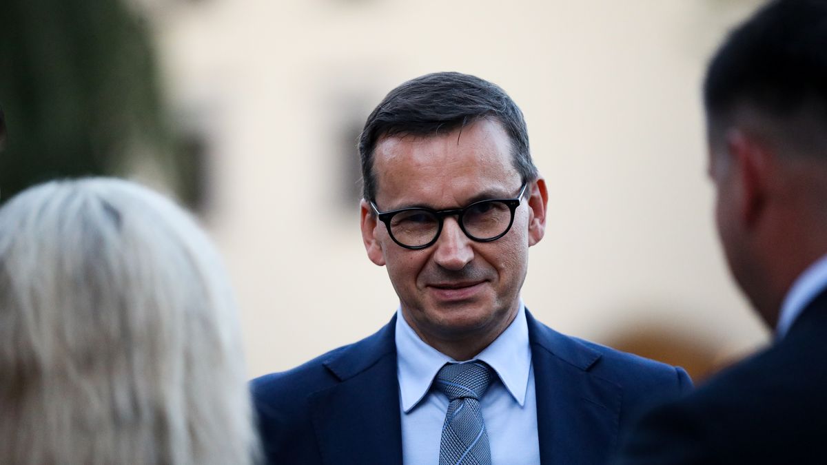 Former Polish Prime Minister Mateusz Morawiecki is attending Jaroslaw Kaczynski's monthly visit to Wawel in Krakow, Poland, on August 18, 2024. Every 18th day of the month, the leader of the Law and Justice (PiS) party, Jaroslaw Kaczynski, and leading MPs of this party are meeting on Wawel Hill to commemorate President Lech Kaczynski. Wreaths are being laid at his grave, and then a holy mass is being celebrated in the Wawel Cathedral for the intention of the deceased presidential couple. (Photo by Klaudia Radecka/NurPhoto via Getty Images)