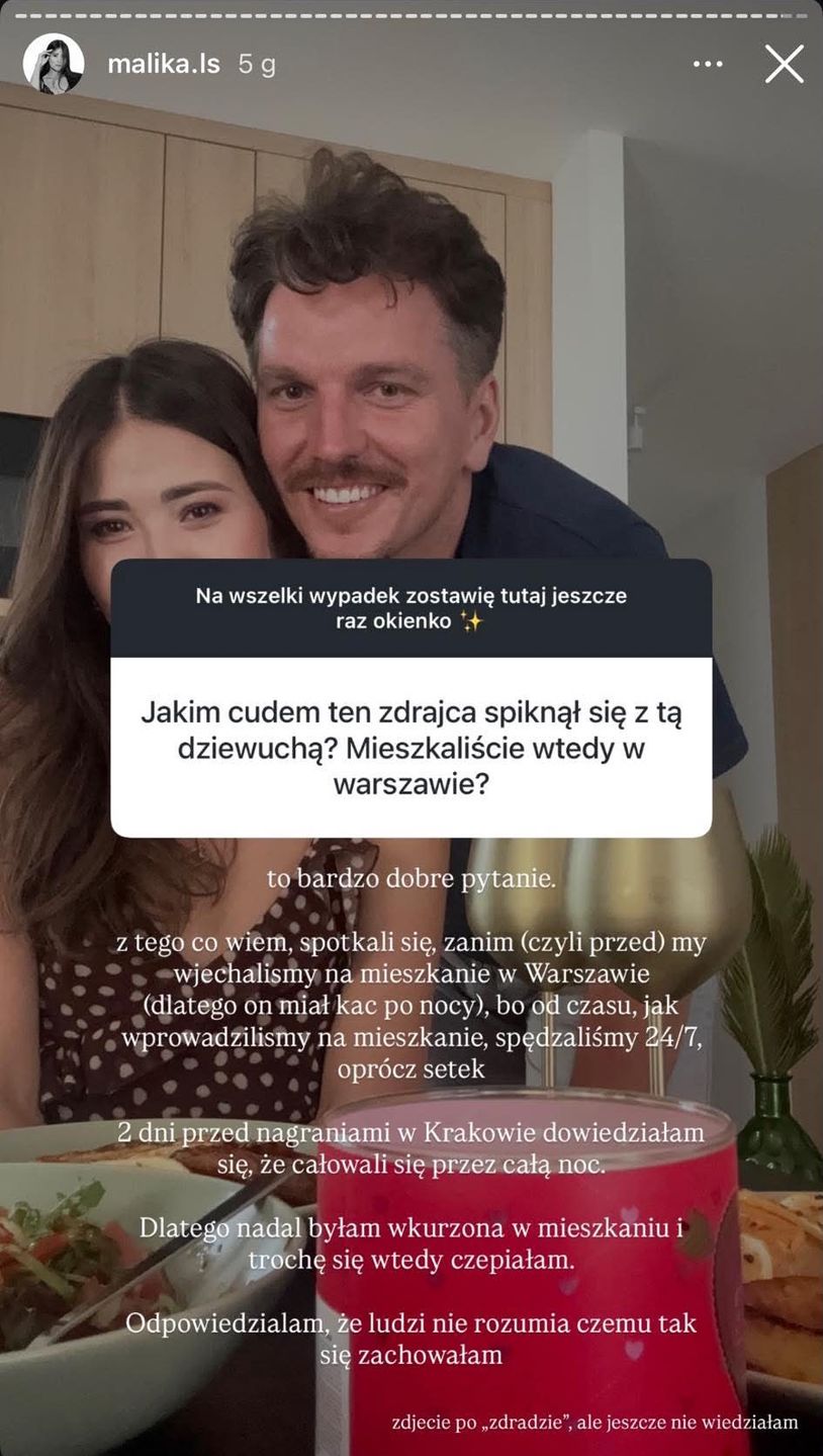 Malika o zdradzie Krzysztofa