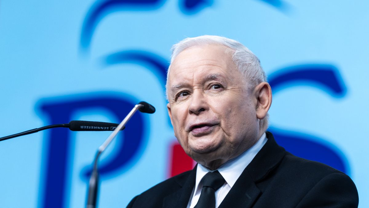 Law and Justice (PiS) leader Jaroslaw Kaczynski is speaking at a press conference in Warsaw, Poland, on April 25, 2024. (Photo by Andrzej Iwanczuk/NurPhoto via Getty Images)