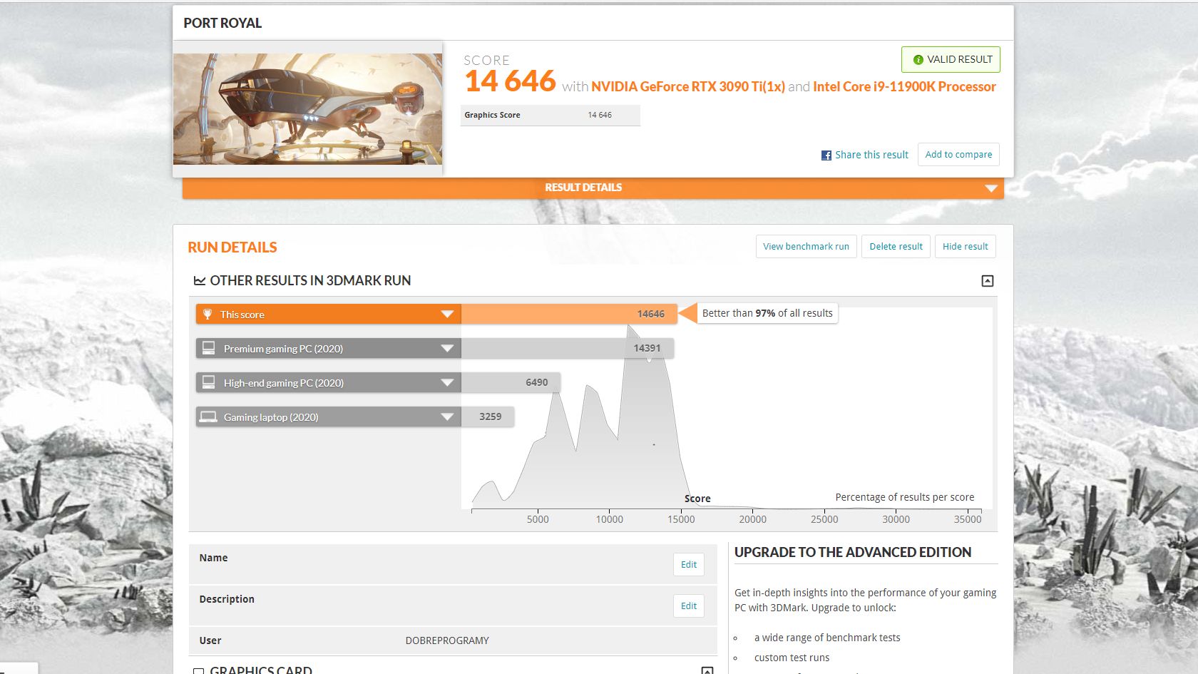 3DMark, Port Royal, wynik