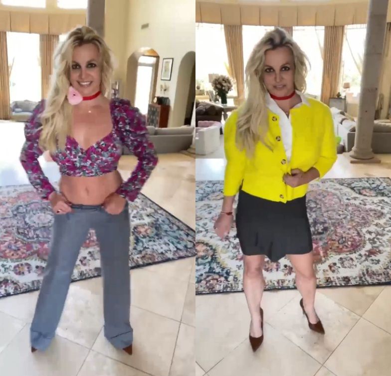 Ciężarna Britney Spears mierzy ubrania na Instagramie
