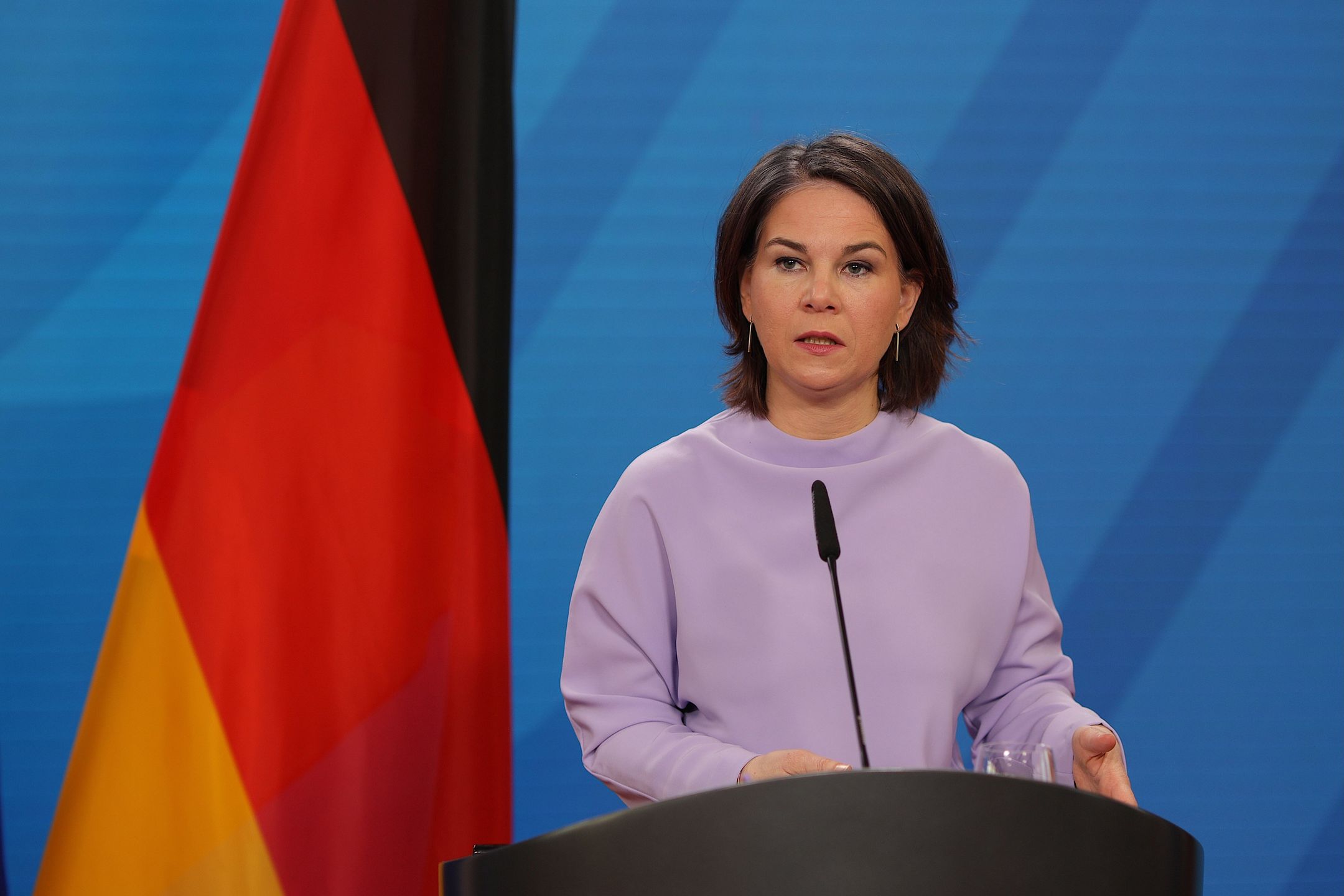 Foreign Ministers Of Germany And Croatia Meet
BERLIN, GERMANY - MARCH 24: Annalena Baerbock, Federal Minister of Foreign Affairs meets with Gordan Grlic Radman, Minister of Foreign and European Affairs of Croatia (not shown) at the Federal Foreign Office on March 24, 2022 in Berlin, Germany. (Photo by Pool/Getty Images)
Pool