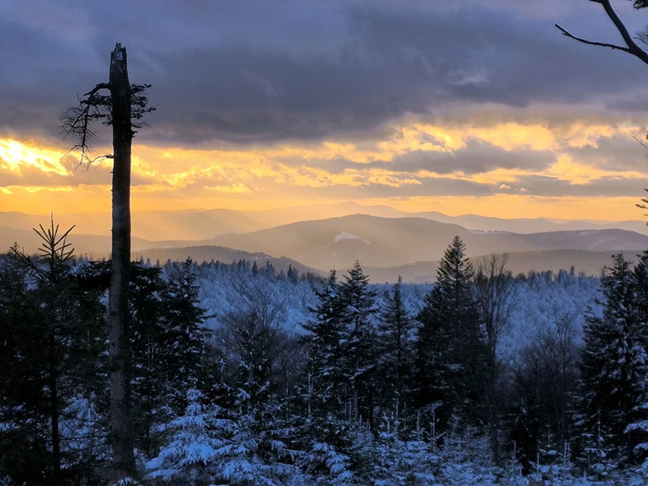 Zachód słońca na Klimczok i Szyndzielnia