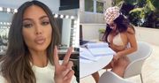 Prymuska Kim Kardashian wertuje podręczniki w KUSYCH MAJTECZKACH. Wygląda na pilną uczennicę? (ZDJĘCIA)