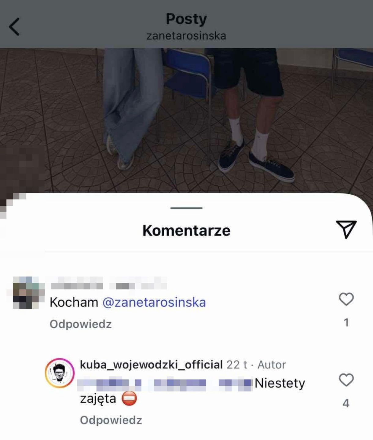 Kuba Wojewódzki i Żaneta Rosińska na Instagramie