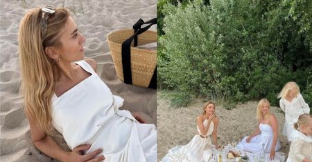 Kasia Tusk "cała na biało" piknikuje z córką na plaży, a internauci grzmią: "BIJE SZTUCZNOŚCIĄ" (FOTO)