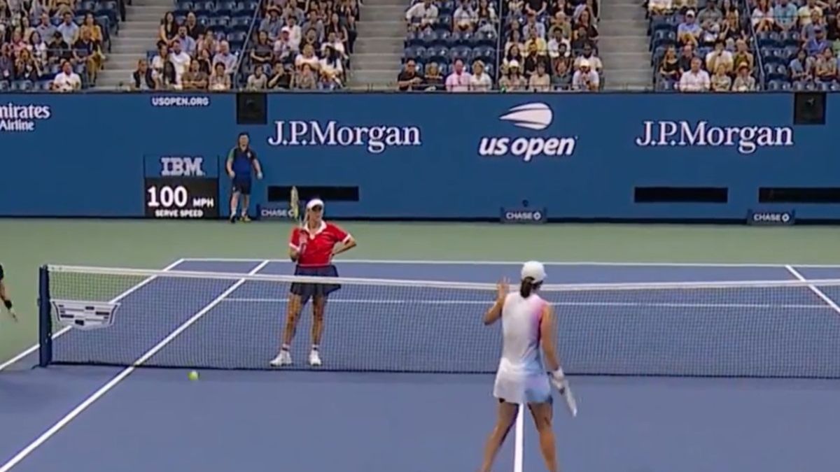 Twitter / Eurosport Polska / Iga Świątek i Anastazja Pawluczenkowa w US Open 2024