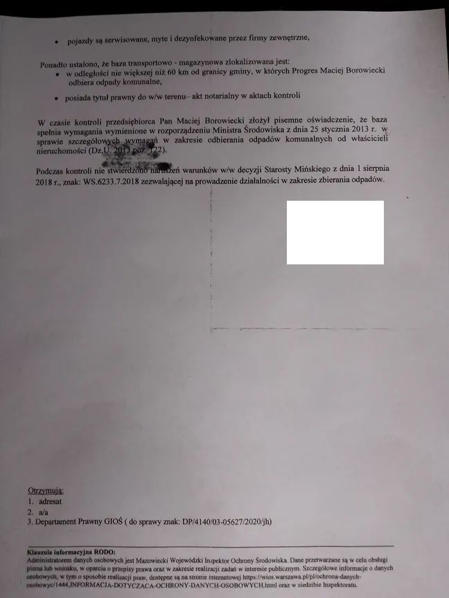 Pismo do mieszkańców z WIOŚ