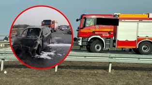 Pożar samochodu na S5 w Wilkowicach. Zablokowany jest pas ruchu