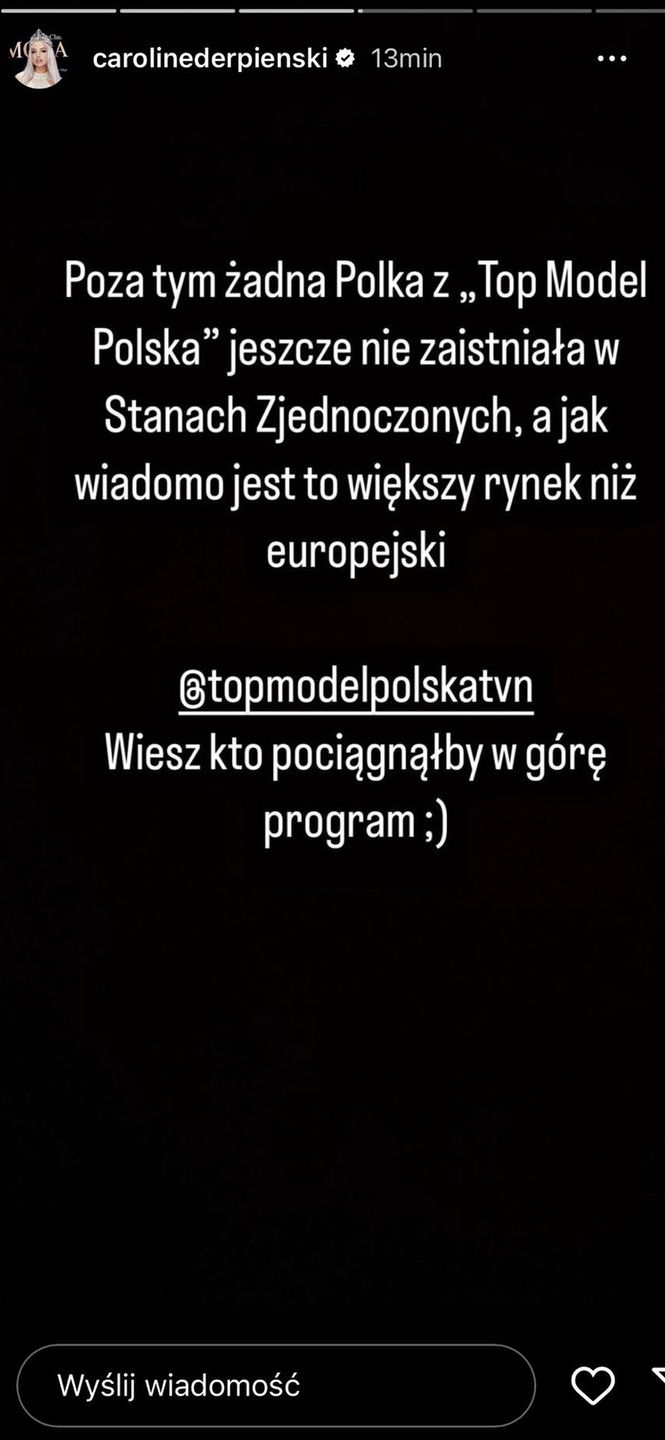 Michał Piróg uderza w Caroline Derpienski