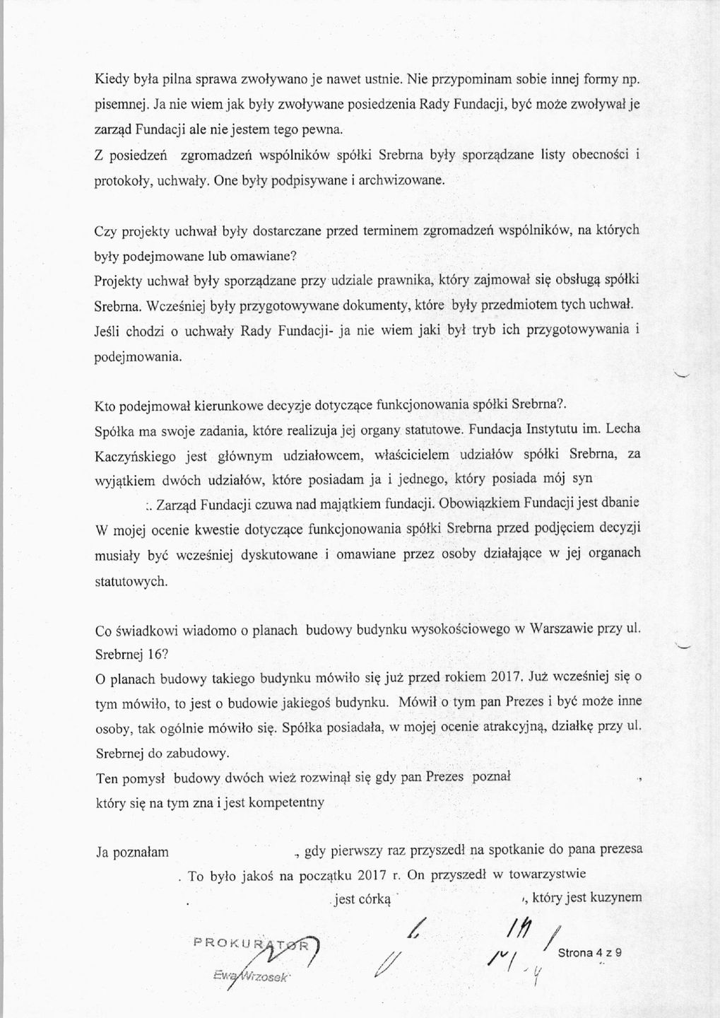 Protokół przesłuchania świadka