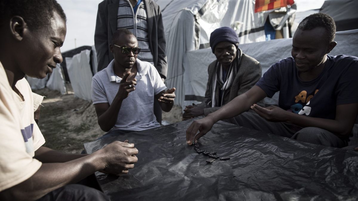 Imigranci w obozie pod Calais.