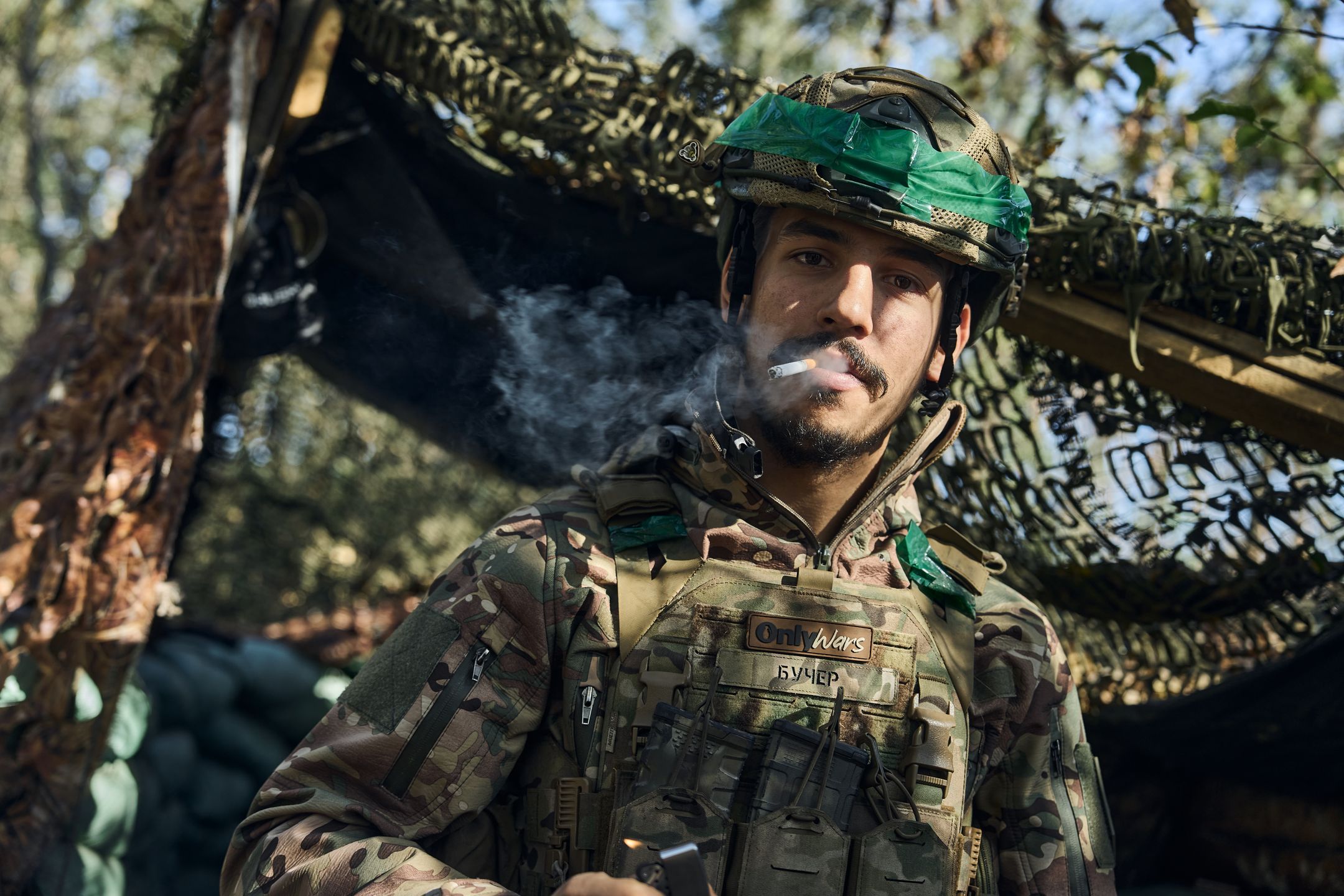 KREMINNA, UKRAINE - SEPTEMBER 24: Portrait of a Ukrainian soldier during combat manoeuvers on September 24, 2023 near Kreminna, Luhansk region, The border of the Donetsk region, Frontline of the Russian Ukraine war, Ukraine. (Photo by Libkos/Getty Images)
