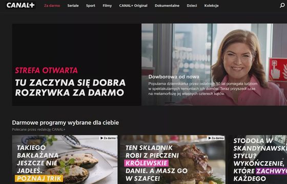 Serwis streamingowy Canal+ z darmowymi treściami i kanałami