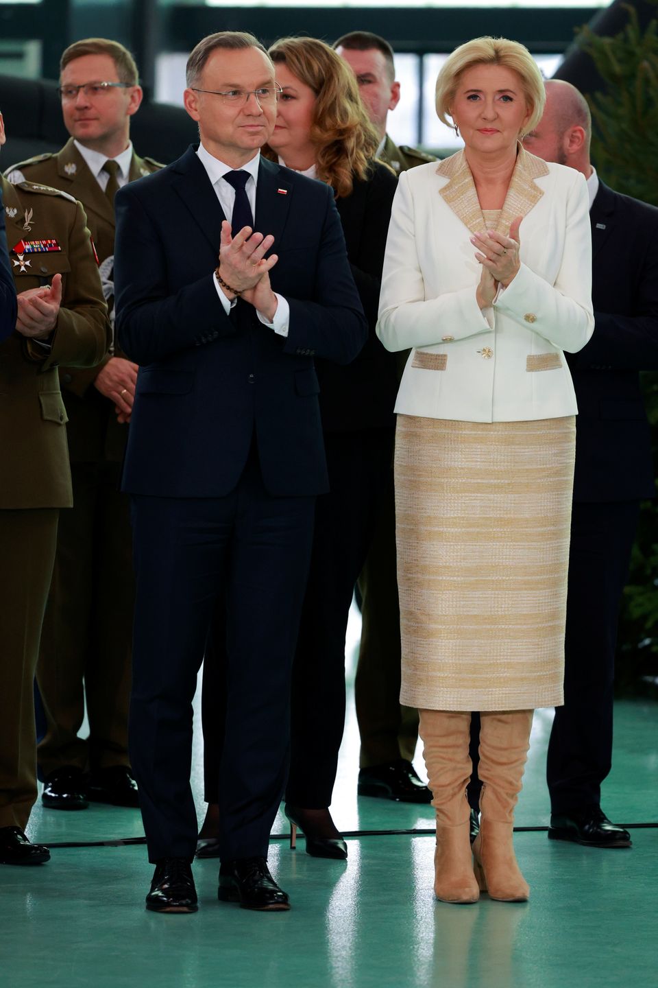 Agata Duda na spotkaniu wigilijnym z mundurowymi