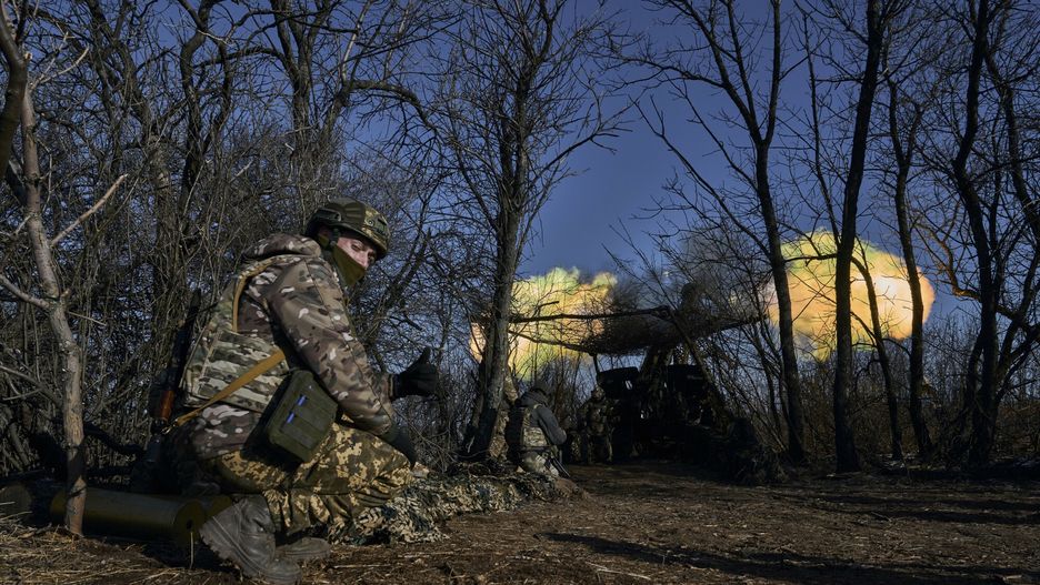 Temporary
Ukrainian soldiers fire at the Russian positions in the frontline close to Bakhmut, Donetsk region, Ukraine, Wednesday, Feb. 8, 2023. (AP Photo/Libkos)
LIBKOS