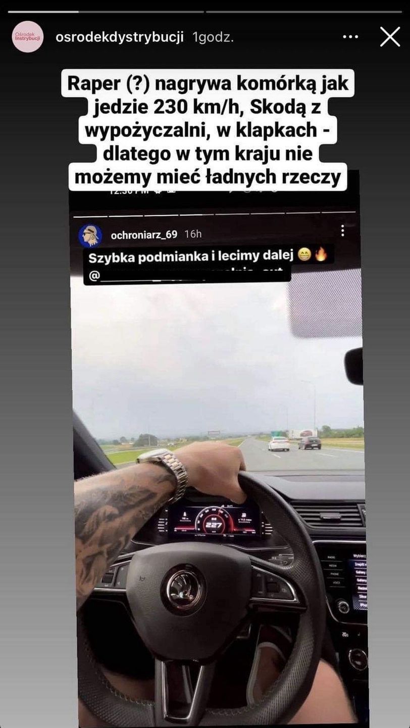 Mądry inaczej raper Kubańczyk nagrywa jak pędzi 230km/h autem z wypożyczalni