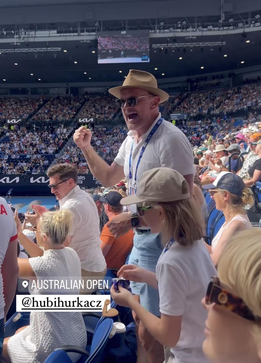 Cezary Pazura z rodziną kibicowali Hurkaczowi w Australii