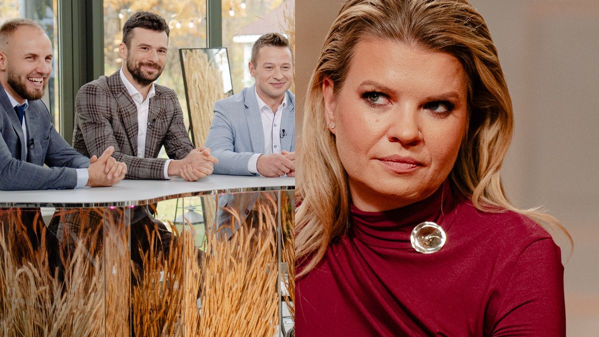 Uczestnicy programu "Rolnik szuka żony 12" i Marta Manowska