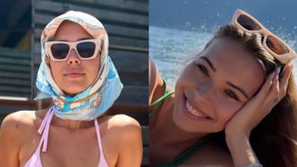 Sandra Kubicka w różowym bikini i chustą na głowie pozdrawia z rodzinnych wakacji we Włoszech