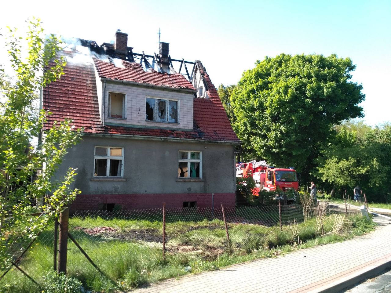 Pożar budynku jednorodzinnego