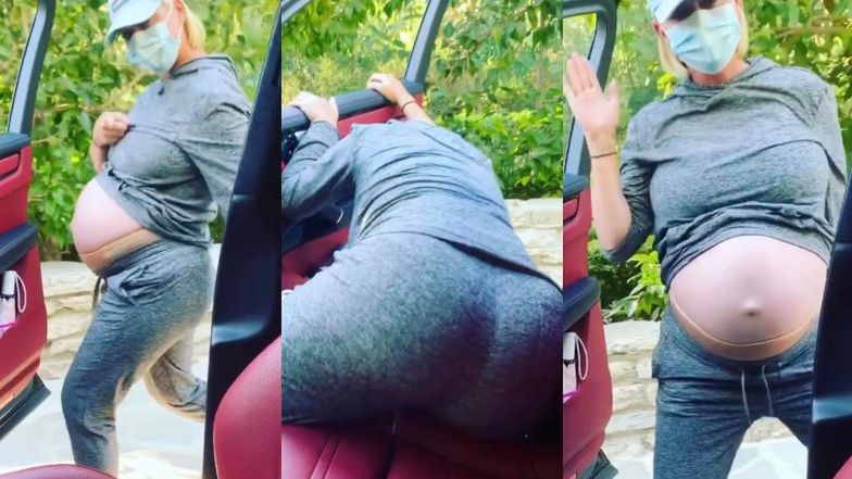 Ciężarna Katy Perry tańczy obok poruszającego się pojazdu