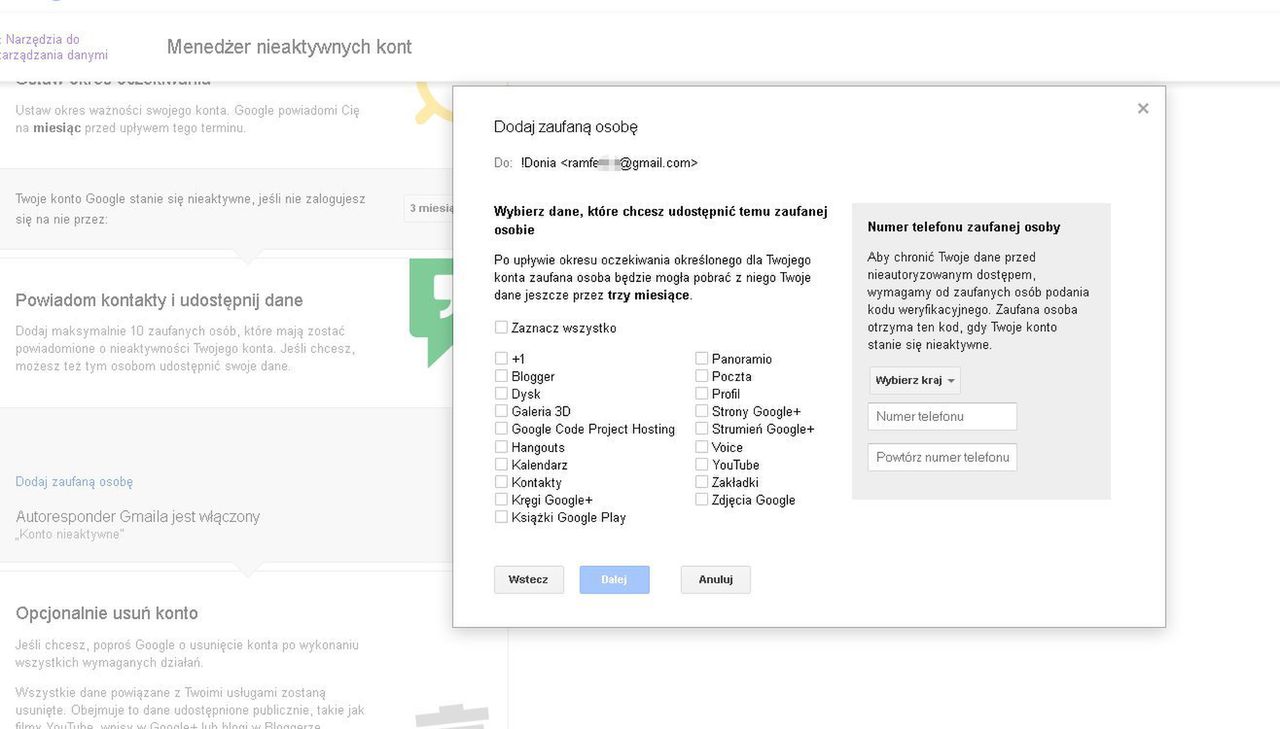 Menedżer nieaktywnych kont od Google