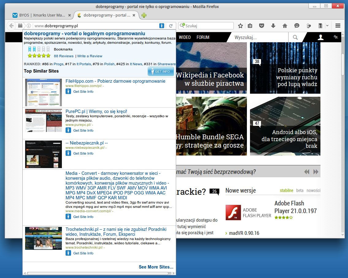 Rekomendowane przez Xmarksa strony: bywa dziwnie