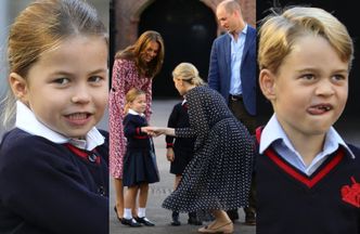 Kate i William odprowadzają onieśmieloną księżniczkę Charlotte i księcia George'a do szkoły (FOTO)