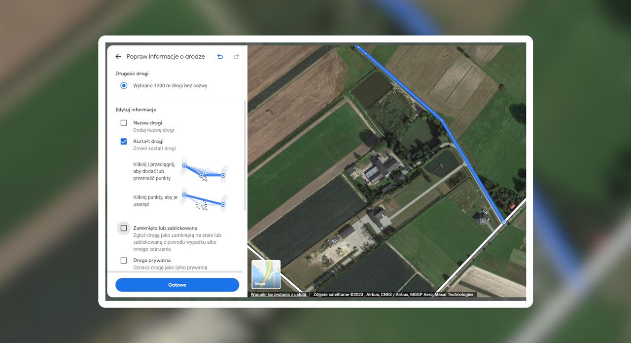 Zgłaszanie błędu w Google Maps