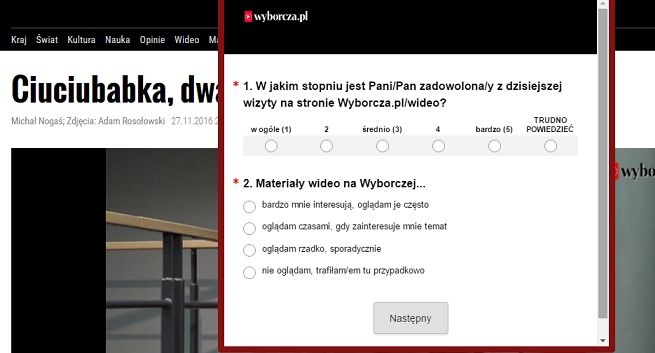 Wyborcza.pl pyta czytelników o ocenę treści wideo. „Chcemy wiedzieć jak nas odbierają”