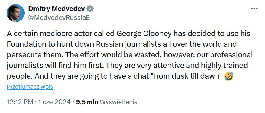 Dmitrij Miedwiediew on Clooney