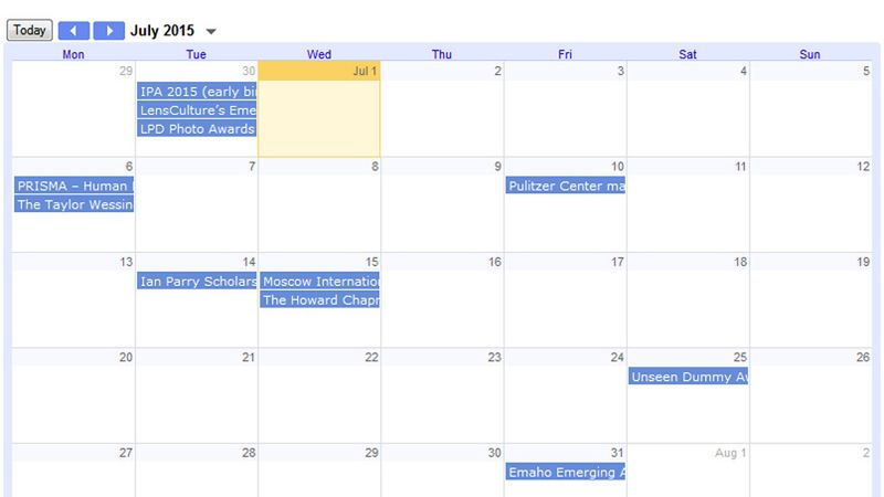 Kalendarz workshopx: terminy zgłoszeń wybranych konkursów fotografii dokumentalnej, 15.07. - 15.08.2015 1