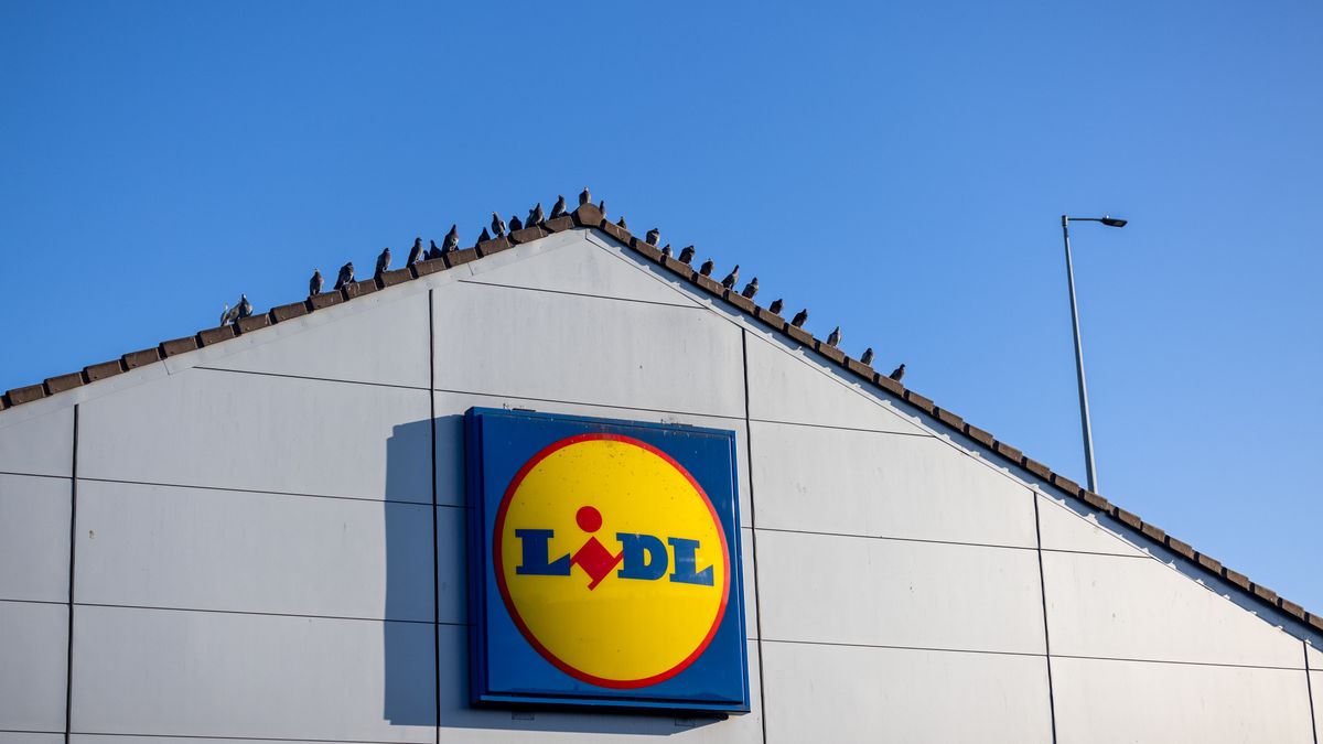 A sign above the main entrance to a Lidl UK GmbH supermarket in Basildon, UK, on Tuesday, Nov. 26, 2024. UK grocery price inflation edged up in October as British shoppers flocked to supermarkets in the busiest month since the pandemic. Photographer: Chris Ratcliffe/Bloomberg via Getty Images