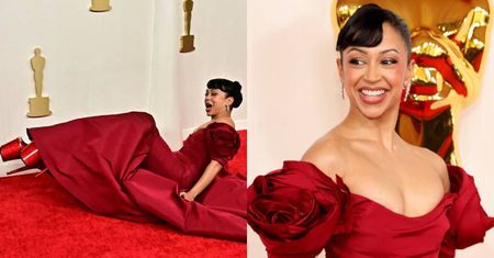 Oscary 2024. Wpadka na czerwonym dywanie. Liza Koshy zaliczyła bolesny UPADEK (ZDJĘCIA)