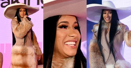 Cardi B w przebraniu grzybka paraduje boso po targach kosmetycznych
