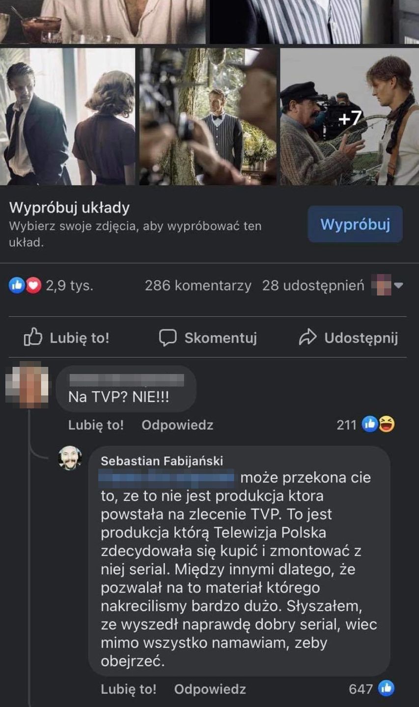 Sebastian Fabijański odpiera zarzuty widzów
