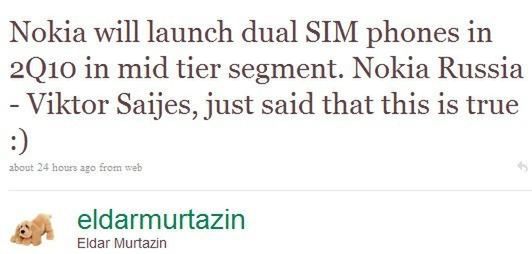 Nokia planuje telefony z Dual SIM 2