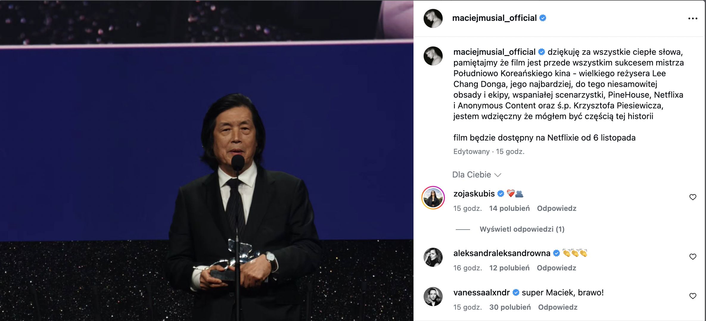 Maciej Musiał triumfuje w Wenecji jako producent. "Możliwa miłość" z nagrodą