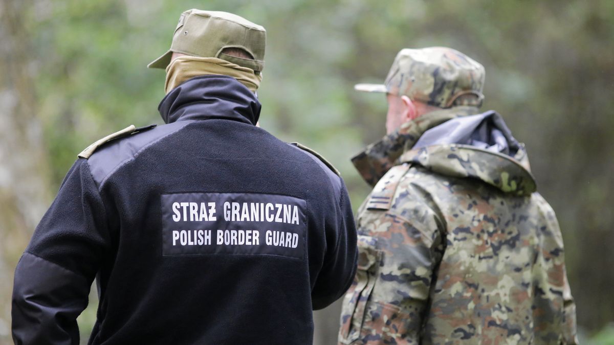 Straż graniczna i wojsko na granicy z Białorusią.